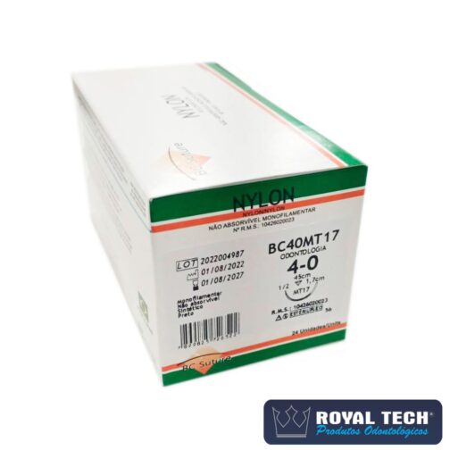 BC40MT17 - NYLON (4-0) 1.7CM - 1/2 TRG - 45CM (BC SUTURE)