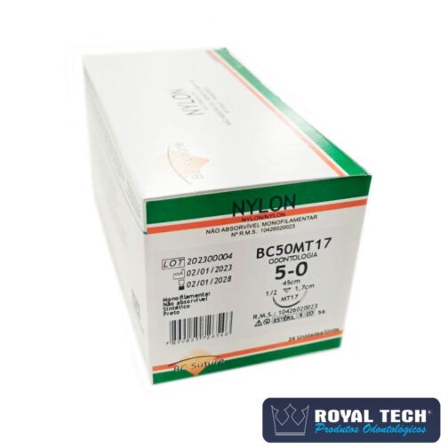 BC50MT17 - NYLON (5-0) 1.7CM - 1/2 TRG - 45CM (BC SUTURE)