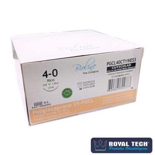 OPGCL40CT19IES3 - POLIGLECAPRONE 25 (4-0) 1.9CM - 3/8 CORT. - 70CM (BIOLINE)