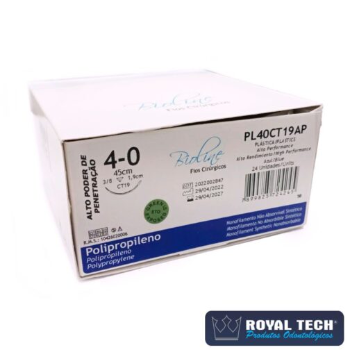 PL40CT19AP - POLIPROPILENO (4-0) 1.9CM - 3/8 CORT - 45CM (BIOLINE)